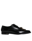 Black Leather Crystal Lace Up Formal Shoes