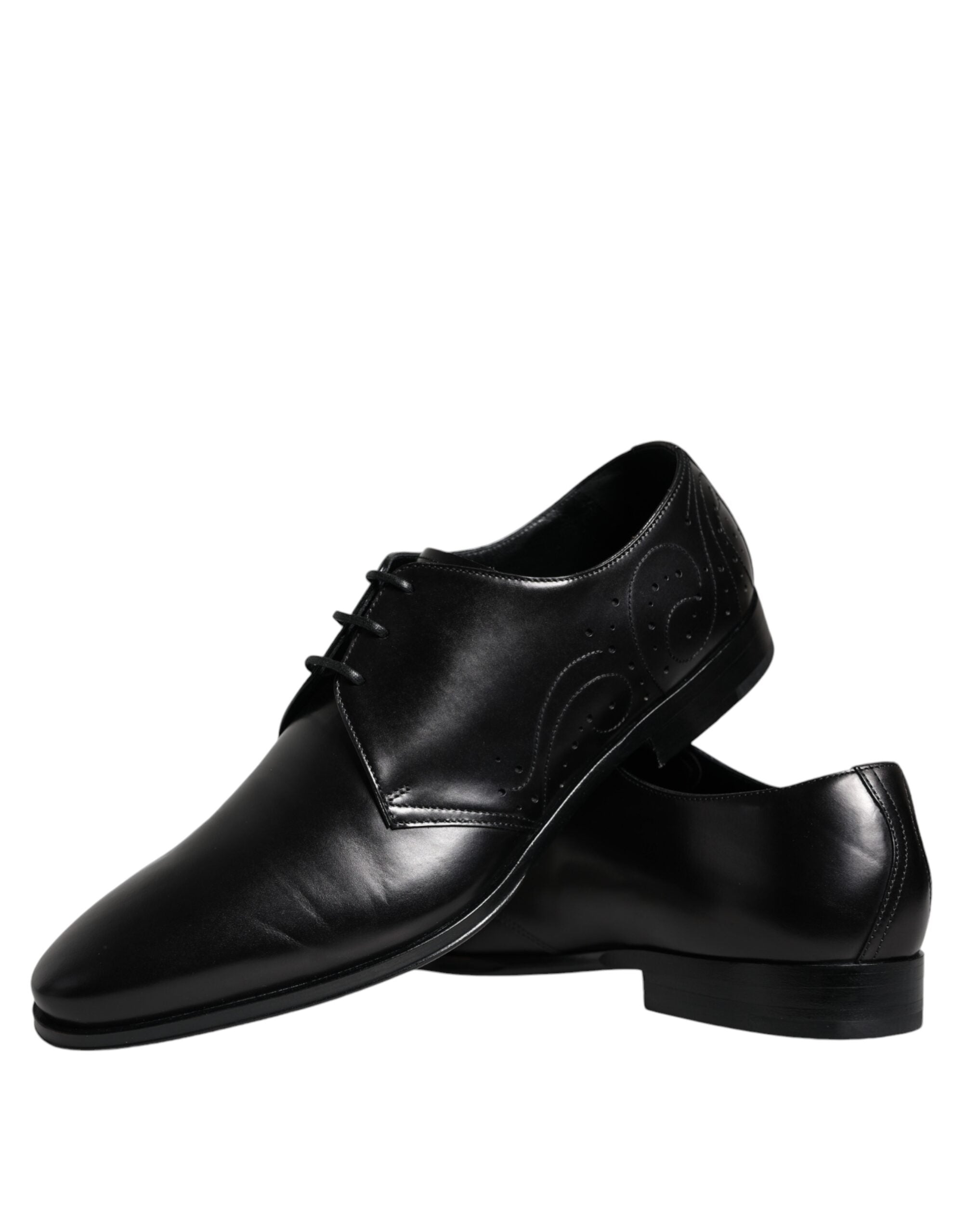 Black Calfskin Leather Derby Men Dress Shoes