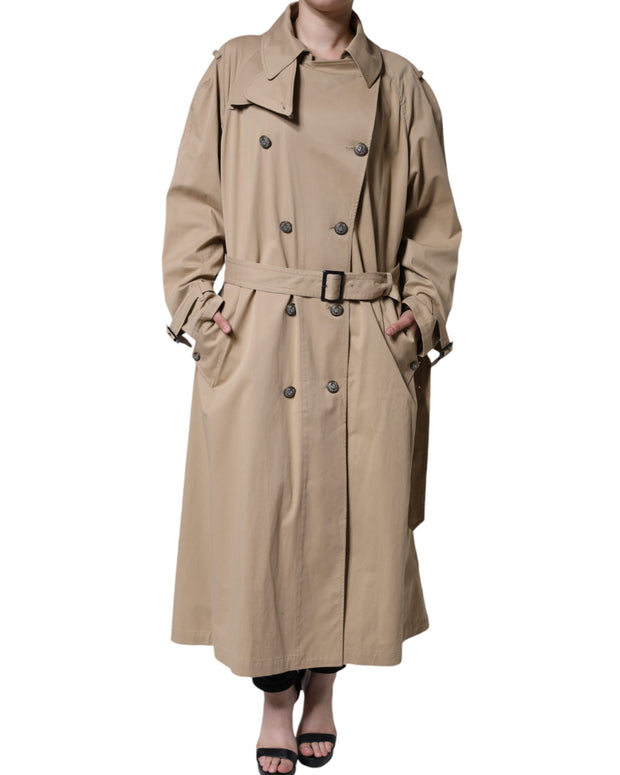 Khaki Double Breasted Trench Coat Jacket