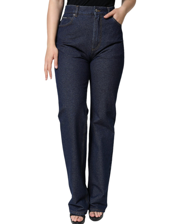 Dark Blue Cotton Stretch Straight Denim Jeans