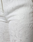 White Floral Brocade Cotton Cropped Pants