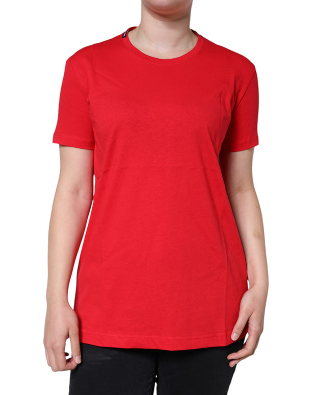 Red Cotton Crew Neck Short Sleeve Tee T-shirt