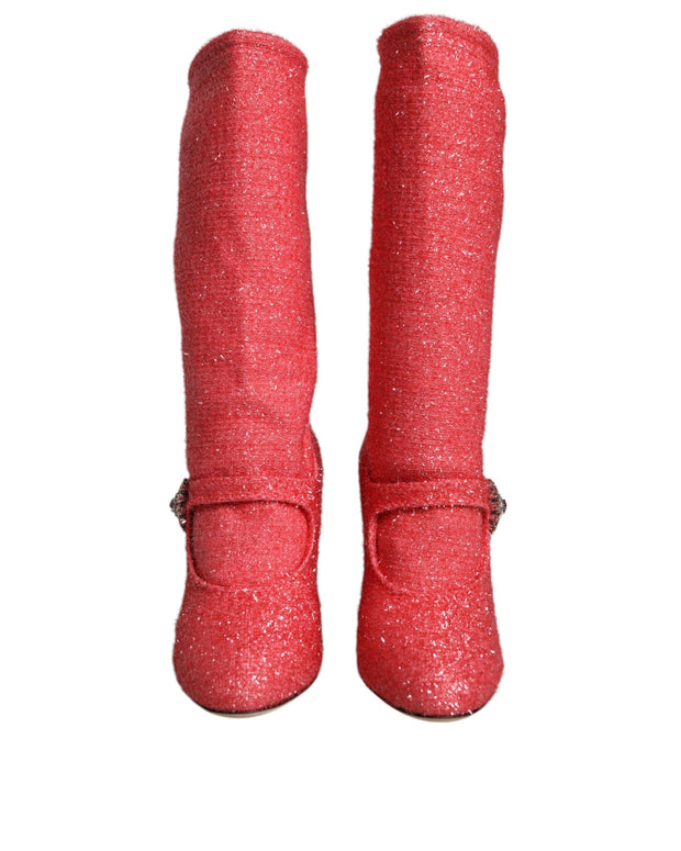 Pink Crystal Lurex Fantasy High Boots Shoes