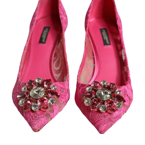 Pink Taormina Lace Crystal Heels Pumps Shoes