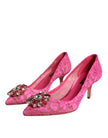 Pink Taormina Lace Crystal Heels Pumps Shoes