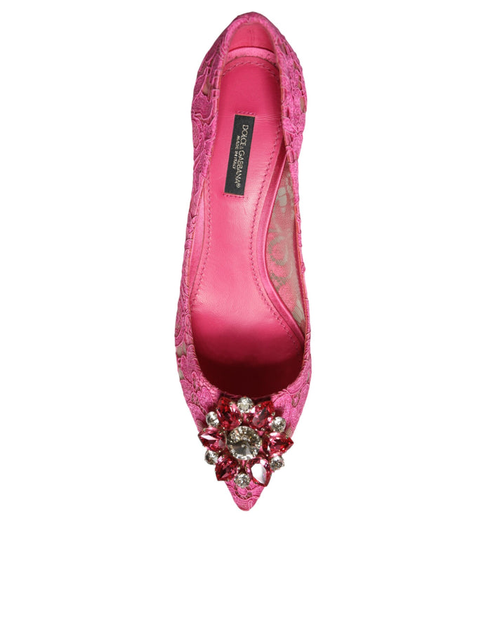 Pink Taormina Lace Crystal Heels Pumps Shoes