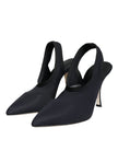 Black Jersey Stretch Heels Slingback Shoes