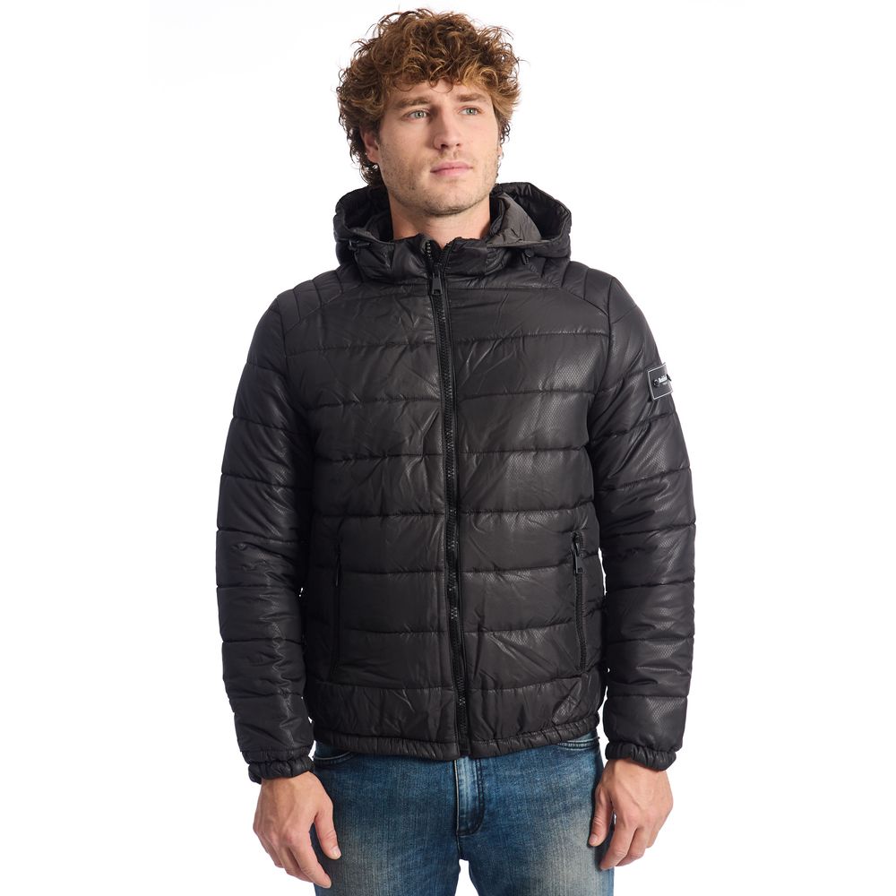 Black Polyester Men Jacket