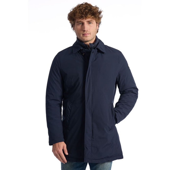 Blue Polyester Men Jacket