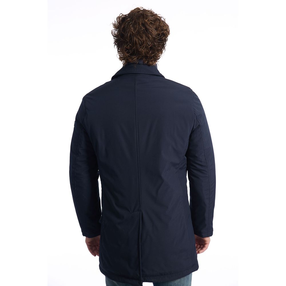 Blue Polyester Men Jacket