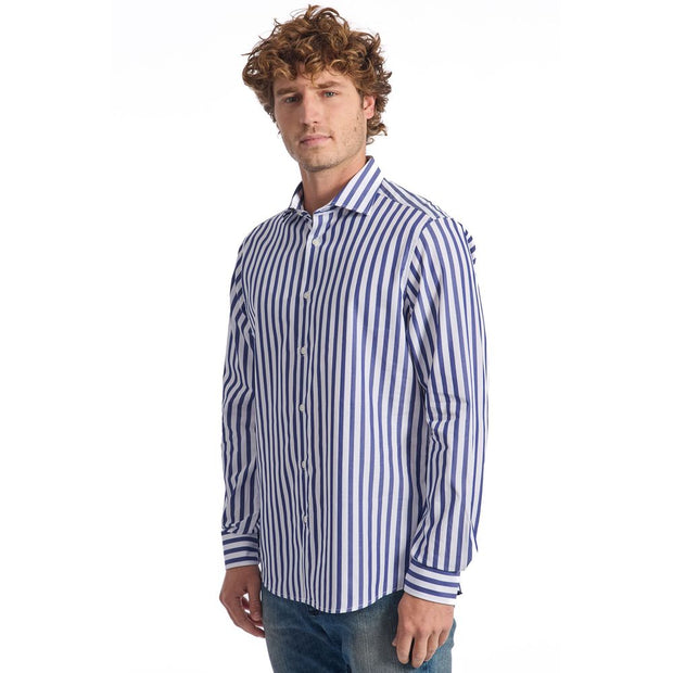 Blue Cotton Men Shirt