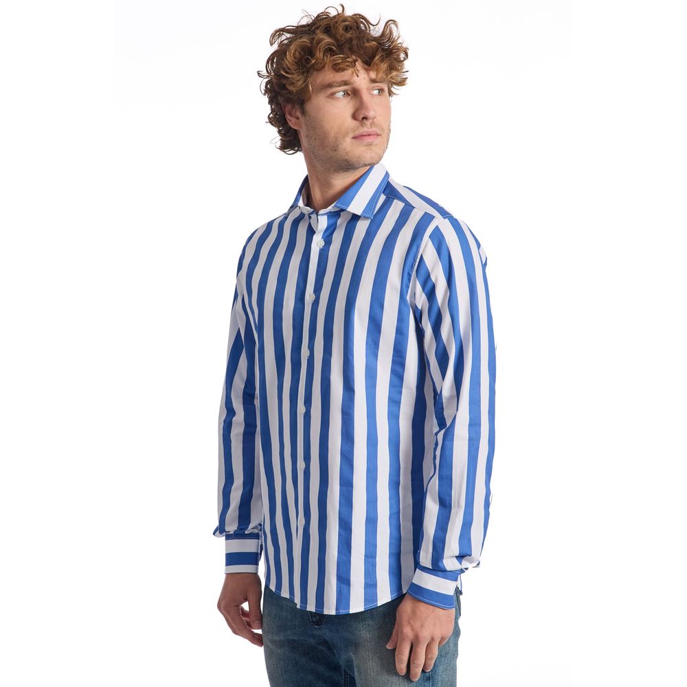 Blue Cotton Men Shirt