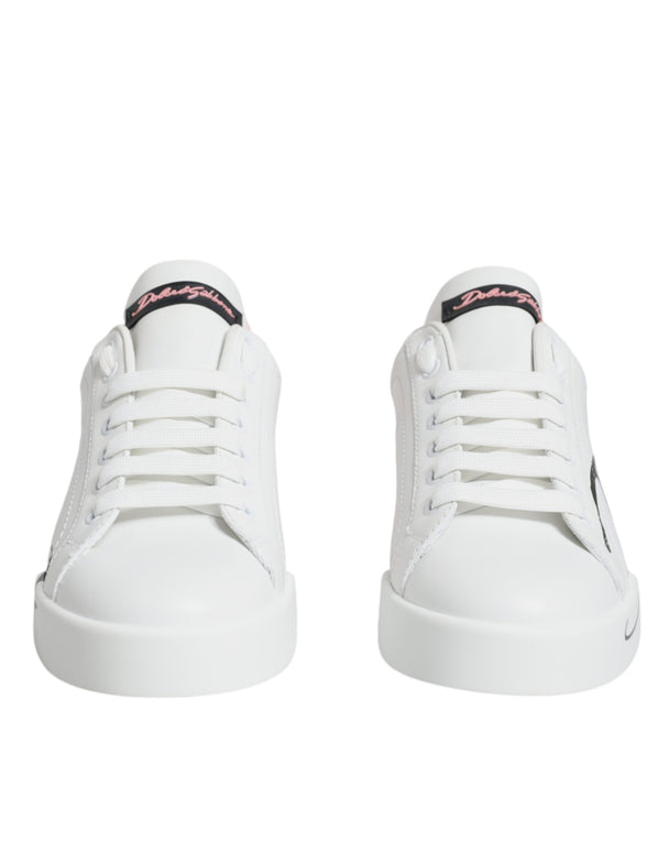 White Pink Portofino Low Top Sneakers Shoes