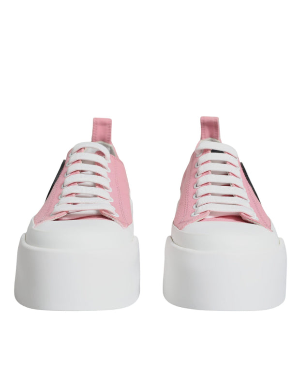 Pink White Canvas Logo Low Top Sneakers Shoes