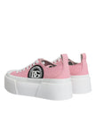 Pink White Canvas Logo Low Top Sneakers Shoes