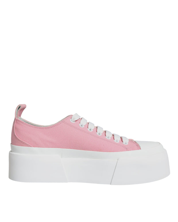 Pink White Canvas Logo Low Top Sneakers Shoes