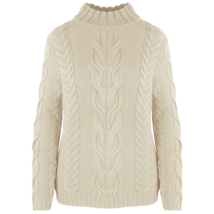 Beige Wool Women Sweater