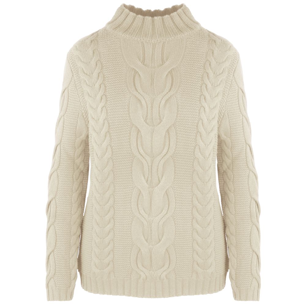 Beige Wool Women Sweater