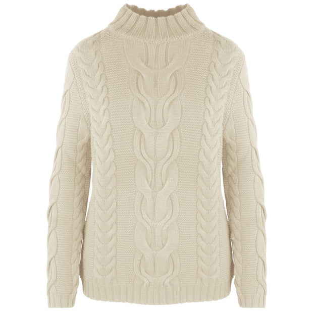 Beige Wool Women Sweater