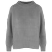 Gray Cashmere Women Sweater with Ribbed Embroidery