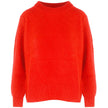 Orange Cashmere Women Sweater with Ribbed Embroidery