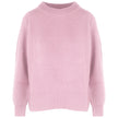 Pink Cashmere Women Sweater with Ribbed Embroidery