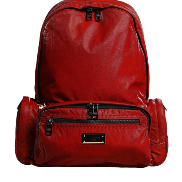 Red Patent Leather Logo Plaque Backpack Bag