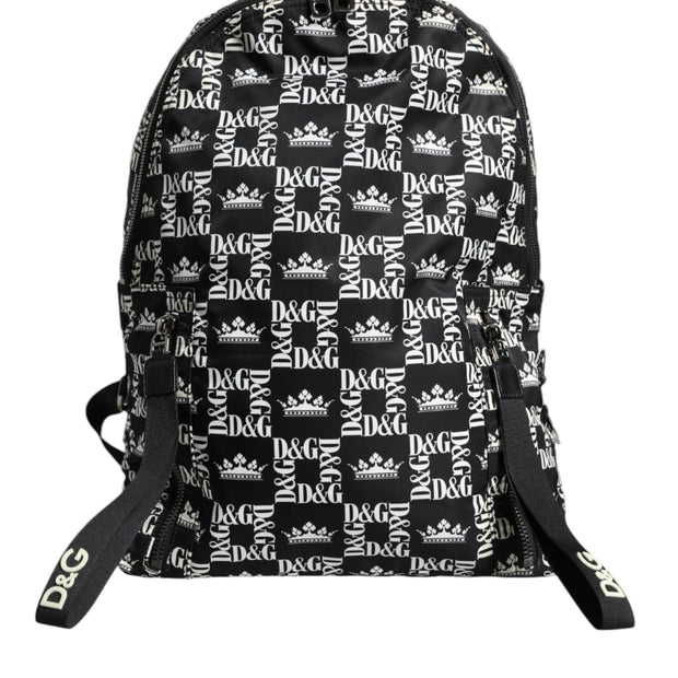 Black White DG Crown Logo Nylon Backpack Bag