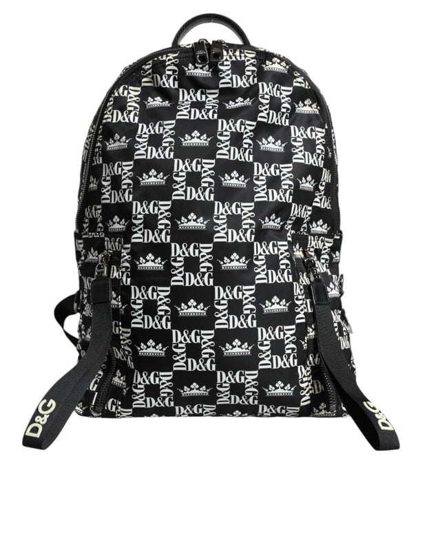 Black White DG Crown Logo Nylon Backpack Bag