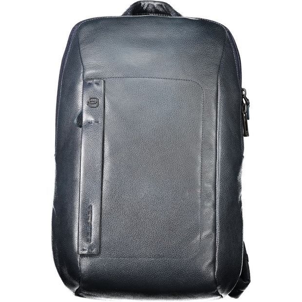 Blue Leather Men Backpack