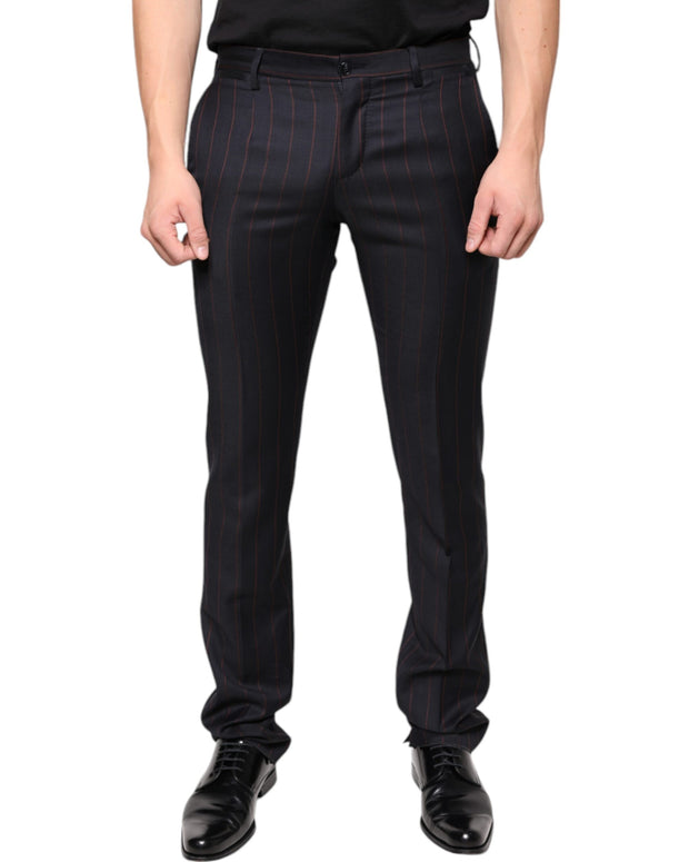 Black Stripes Skinny Men Dress Pants