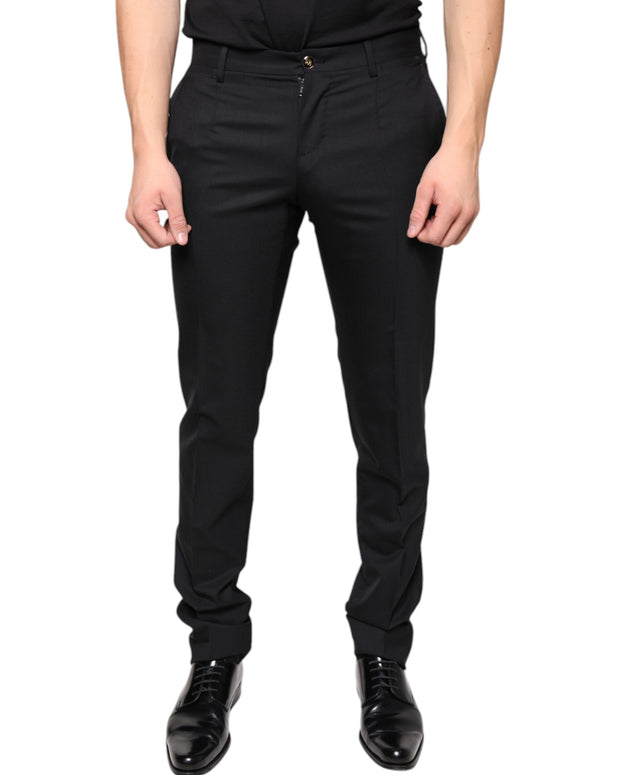 Black Wool Skinny Men Dress Pants
