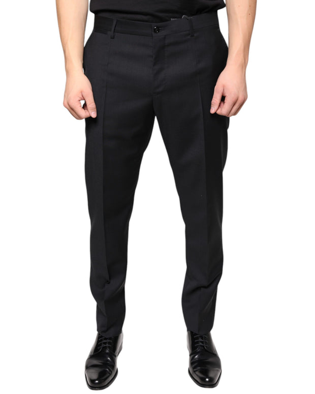 Black Wool Skinny Men Dress Pants