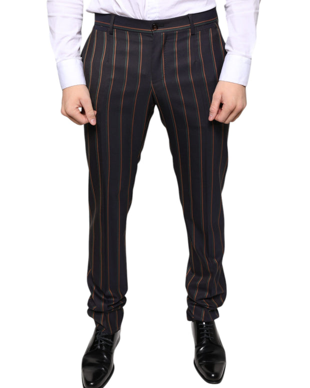 Brown Stripes Skinny Men Dress Pants