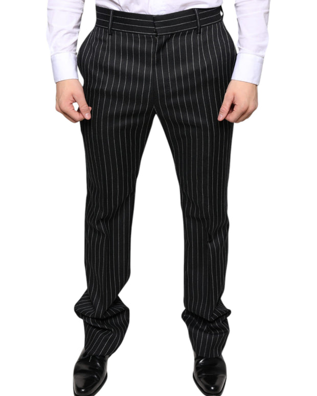 Black Stripes Skinny Men Dress Pants