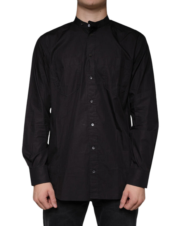 Black Cotton Button Down Men Casual Shirt