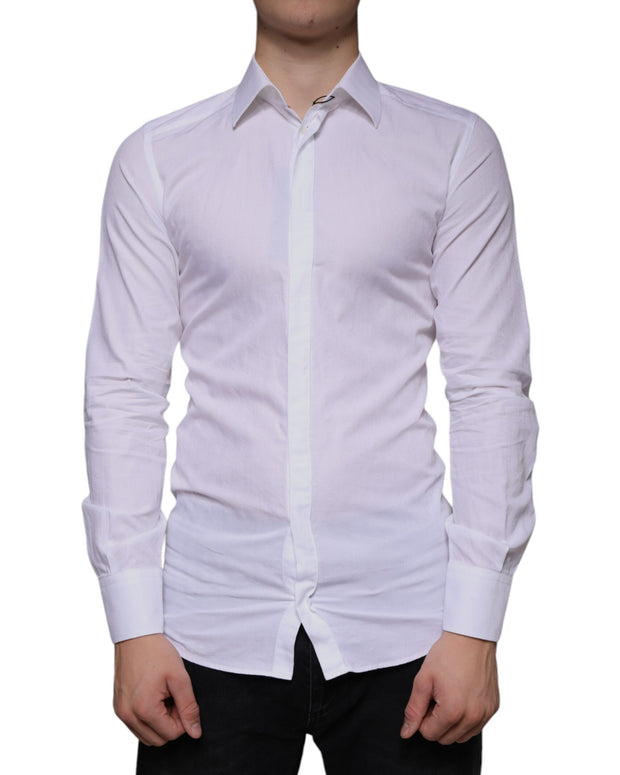 White Cotton Men Dress GOLD Formal Shirt
