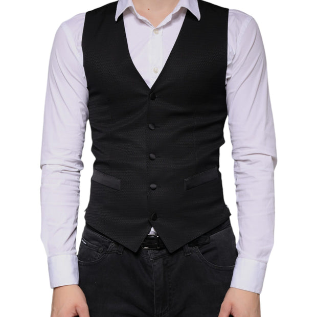 Black Wool Waistcoat Dress Formal Vest