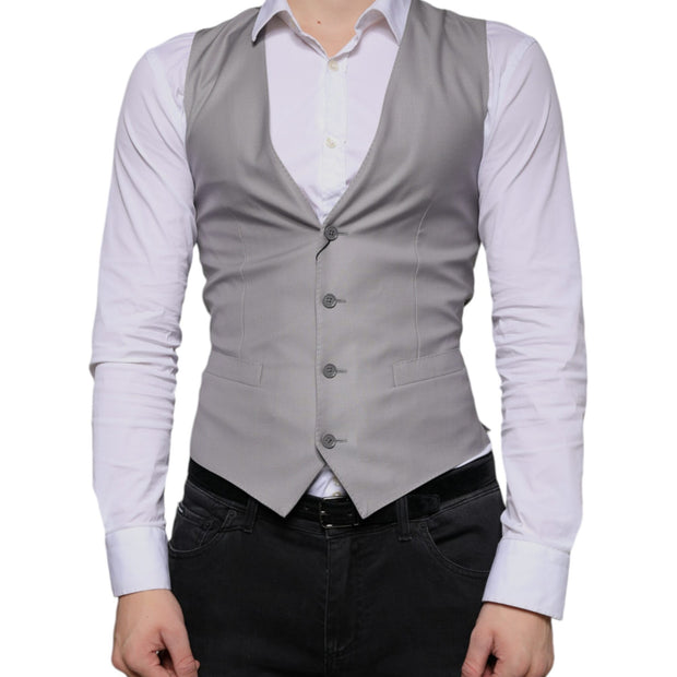 Light Gray Wool Formal Dress Waistcoat Vest