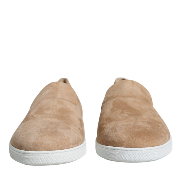 Beige Suede Caiman Loafers Slippers Shoes