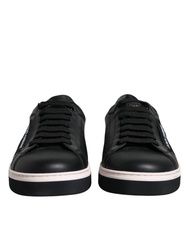 Black Leather Low Top Men Sneakers Shoes