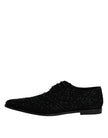 Black Embellished Suede Derby Formal Shoes