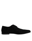 Black Embellished Suede Derby Formal Shoes