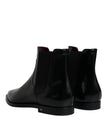 Black Leather Chelsea Men Ankle Boots Shoes