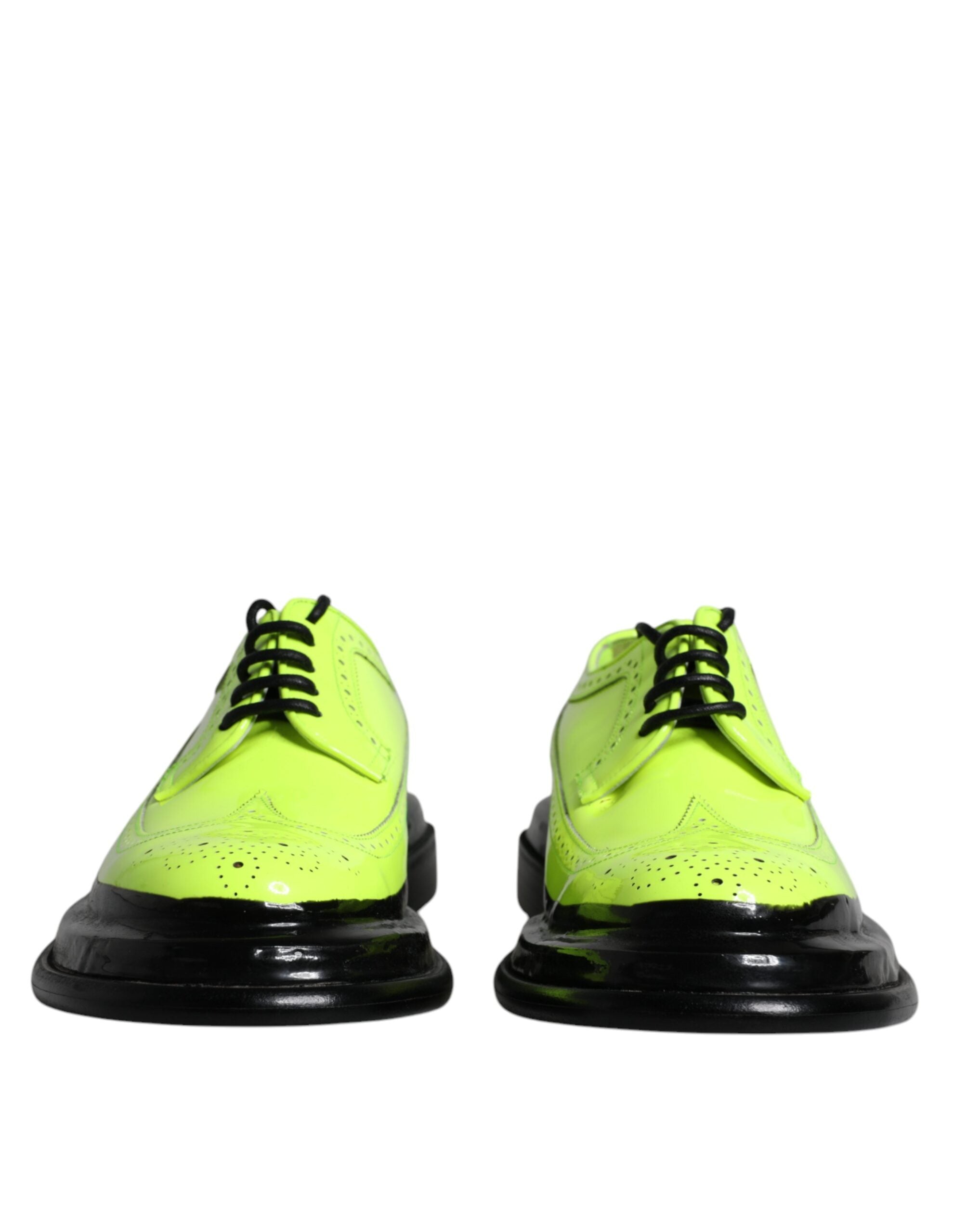 Neon Green Leather Lace Up Derby Dress Shoes