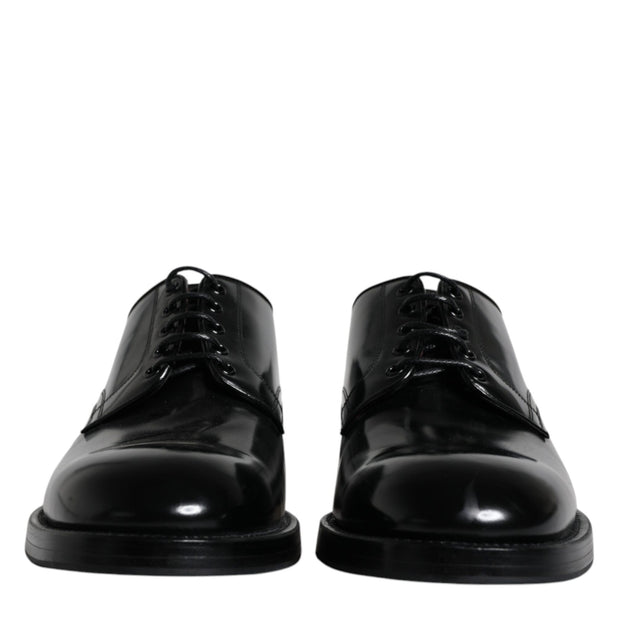 Black Leather Lace Up Men Derby Formal Shoes