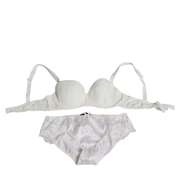 White Silk Stretch Panty Balconette Bra Underwear