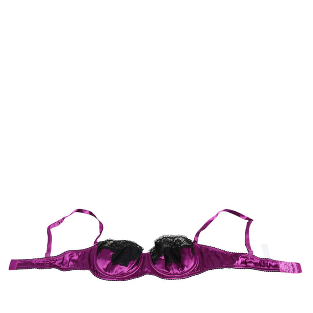 Purple Silk Underwired Balconette Bra Underwear