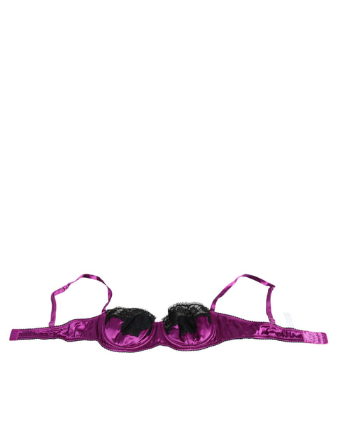 Purple Silk Underwired Balconette Bra Underwear