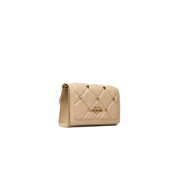 Beige Polyethylene Women Crossbody Bag